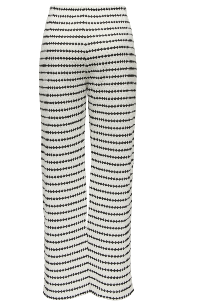 ONLEVA STRIPE WIDE LEG PANT JRS 15348629 CLOUD DANCER/BLACK